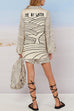 Meridress Collared V Neck Shirt and Side Slit Shorts Vitamin Sea Print Set