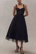 Meridress V Neck Polka Dot Mesh A-line Midi Cami Dress