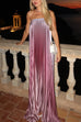 Meridress Strapless Tube Gradient Ombre Satin Maxi Party Dress