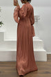 Bell Long Sleeves Twist Front Ruched Maxi Dress