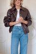 Meridress Lapel Zip Up Faux Leather Bomber Jacket