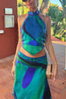 Meridress Printed Halter Tie Knot Backless Top and Irregular Hem Maxi Skirt Set