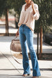 Meridress Distressed Bell Bottoms Skinny Denim Pants