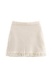 Meridress Elastic Waist Frayed Hem Knit Mini Skirt
