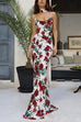 Meridress Spaghetti Strap Open Back Floral Print Maxi Dress