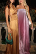 Meridress Strapless Tube Gradient Ombre Satin Maxi Party Dress