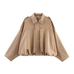 Meridress Lapel Zip Up Trendy Bomber Jacket