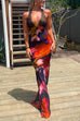 Meridress Backless V Neck Lace Splice Printed Maxi Bodycon Dress