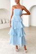 Meridress Strapless Ruffle Layered Maxi Dress