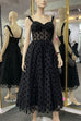 Meridress V Neck Polka Dot Mesh A-line Midi Cami Dress
