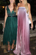 Meridress Strapless Tube Gradient Ombre Satin Maxi Party Dress
