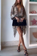 Meridress Wrap V Neck Long Sleeves Waisted Leopard Mini Dress