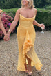Meridress Spaghetti Strap Mesh Splice Draped Ruffle Maxi Dress