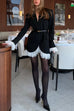 Meridress Notch Lapel V Neck Single Breasted Lace Trim Blazer