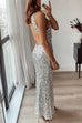 Sleeveless Open Back Sequin Maxi Dress