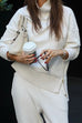 Meridress High Neck Side Zipper Up Sweatshirt and Wide Leg Pants Set