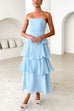 Meridress Strapless Empire Waist Ruffle Layered Maxi Dress
