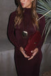 Mockneck Long Sleeves Bodycon Velvet Maxi Dress