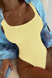 Meridress Low Back High Cut Crinkle One Piece Swimsuit