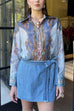 Long Sleeves Button Down Unique Print Blouse Shirt
