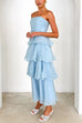 Meridress Strapless Empire Waist Ruffle Layered Maxi Dress