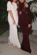 Mockneck Long Sleeves Bodycon Velvet Maxi Dress