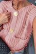 Meridress Gold Buttons Pocketed Chunky Sweater Vest