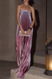 Meridress Strapless Tube Gradient Ombre Satin Maxi Party Dress