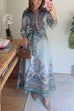 Long Sleeves Button Down Unique Print Blouse Shirt