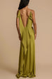 Meridress High Slit Back Drape Cascading Satin Maxi Cami Dress