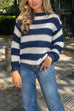 Meridress Drop Shoulder Striped Casual Pullover Sweater