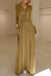 Meridress V Neck Long Sleeves Waisted Velvet Maxi Dress