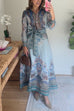 High Rise Bow Waist Unique Print Maxi Skirt