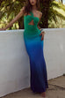 Meridress One Shoulder Cut Out Gradient Bodycon Maxi Dress