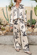 Meridress Wide Leg Reef Print Satin Pants