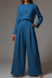 Meridress Crewneck Long Sleeve Pullover and Wide Leg Pants Solid Set