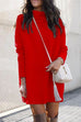 Meridress Solid Crewneck Long Sleeve Knit Dress
