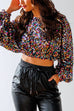 Meridress Crewneck Flare Long Sleeve Sequin Crop Top