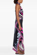 Meridress Printed Halter Tie Knot Backless Top and Irregular Hem Maxi Skirt Set
