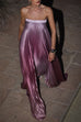 Meridress Strapless Tube Gradient Ombre Satin Maxi Party Dress