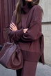Meridress High Neck Side Zipper Up Sweatshirt and Wide Leg Pants Set