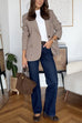 Meridress Notch Lapel Single Breasted Plaid Blazer