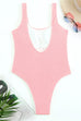 Meridress Low Back High Cut Crinkle One Piece Swimsuit