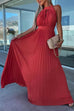 Meridress Halter Sleeveless Waisted Maxi Pleated Party Dress