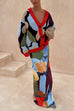 Meridress Elastic Waist Abstract Print Maxi Skirt