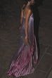 Meridress Strapless Tube Gradient Ombre Satin Maxi Party Dress