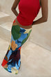 Meridress Elastic Waist Abstract Print Maxi Skirt