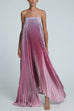 Meridress Strapless Tube Gradient Ombre Satin Maxi Party Dress