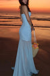 Meridress Strapless Mesh Splice Bodycon Maxi Dress