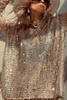 Meridress Tassel Sequin Round Neck Long Sleeves Top and Shorts Set